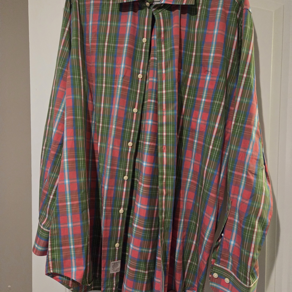 Peter Millar Red and Green Plaid Men's Shirt